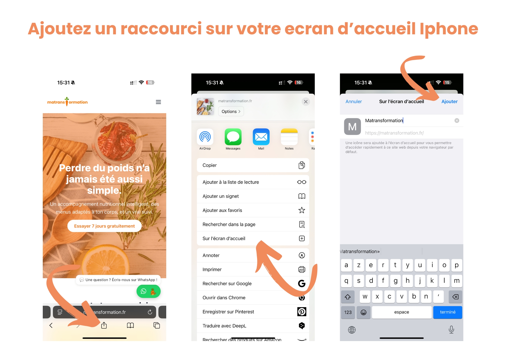 Ajouter à l'écran d'accueil iPhone